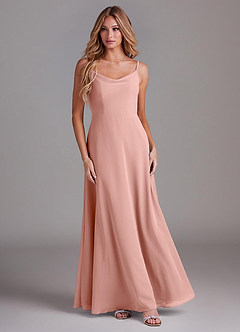 Azazie Daenerys Bridesmaid Dresses Rosette A-Line Cowl Chiffon Dress image3