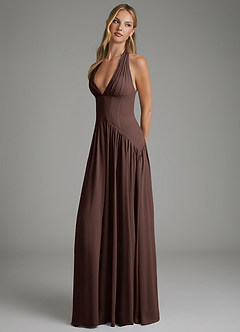 Azazie Alicia Bridesmaid Dresses Ganache A-Line Pleated Chiffon Dress image3