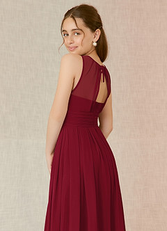 Azazie Bibiane Junior Burgundy A-Line Pleated Chiffon Dress image8