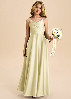 Azazie Bug Junior A-Linie Plissee Stretch-Satin Kleid Zitronensorbet image6