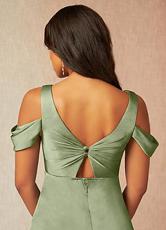 Azazie Rhea Maternity Bridesmaid Dresses A-Line Off-The-Shouler Pleated Stretch Satin Floor-Length Dress image7