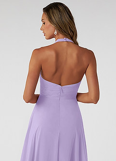 Azazie Tessie Bridesmaid Dresses Lilac A-Line V-Neck Pleated Chiffon Dress image3