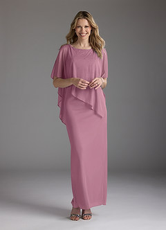 Azazie Aspyn Mother of the Bride Dresses Vintage Mauve Sheath Beaded Mesh Dress image1