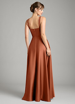 Azazie Shaude Bridesmaid Dresses Cedar Rose A-Line Pleated Stretch Satin Dress image2