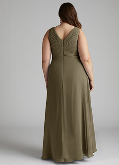 Azazie Flora Brautjungfernkleider A-Linie Plissee Chiffon Kleid Weidengrün image13