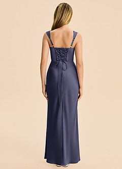 Azazie Agustina Junior Stormy Sheath Pleated Stretch Satin Dress image2