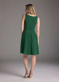 Azazie Shirley vestidos de madre de la novia Vestido de Verde Oscuro de Gasa de Corte En A con Plisado Scoop image6