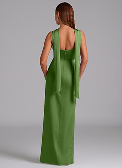 Azazie Calandra Brudtärnklänningar Klä av A-Linje i Stretch Satin Plisserad Basilika image4