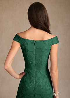 Azazie Moore Final Sale Dark Green A-Line Boatneck Floral Burnout Dress image6