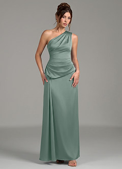 Azazie Zahira Brudtärnklänningar Klänning av Tubklänning i Stretch Satin One-shoulder Silversalvia image4