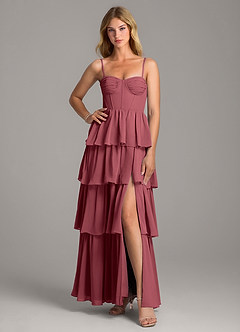 Azazie Alanna Brautjungfernkleider A-Linie Herzausschnitt Chiffon Kleid Merlot image3