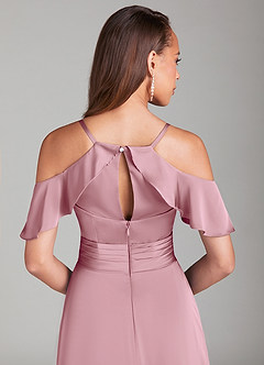 Azazie Dakota Bridesmaid Dresses Vintage Mauve A-Line Off the Shoulder Stretch Satin Dress image6