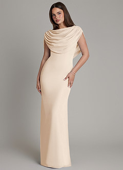 Azazie Hadley Robes de demoiselle d'honneur Robe Sirène en Mousseline de soie Plissée Albâtre Blanc image2