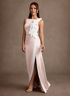 Azazie Lilian vestidos de madre de la novia Vestido Rosa Rubor de Satén Elástico de Corte Sirena con Con pedrería image4