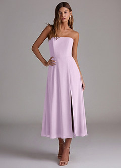 Azazie Wren Brautjungfernkleider Eine Linie Schulterfrei Chiffon Kleid Frostiges Flieder image4