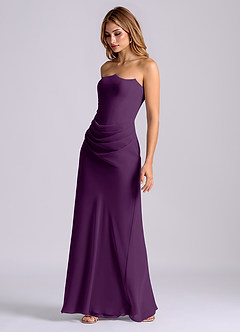 Azazie Debby Bridesmaid Dresses Grape Mermaid Strapless Chiffon Dress image3