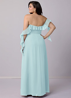 Barbie ♥ Azazie Bridesmaid Dresses Sea Glass A-Line Off the Shoulder Chiffon Convertible Dress image12