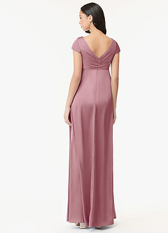 Azazie Allessia Maternity Bridesmaid Dresses A-Line Pleated Stretch Satin Floor-Length Dress image2