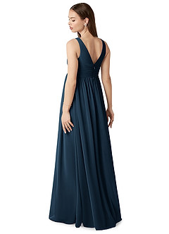 Azazie Yetta Maternity Bridesmaid Dresses A-Line V-Neck Gathered Chiffon Floor-Length Dress image5