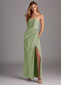 Azazie Lexie Bridesmaid Dresses Dusty Sage Sheath Strapless Stretch Satin Convertible Dress image1