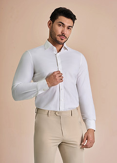 front Jermyn Blanco Camisa de vestir que no necesita planchado
