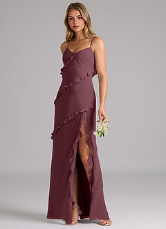 Azazie Nancie Bridesmaid Dresses Sangria Mermaid Ruched Chiffon Dress image3