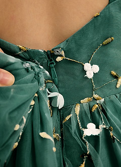 Azazie Bean Flower Girl Dresses Emerald Ball-Gown Sleeveless Tulle Dress image6