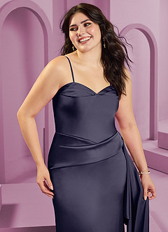 Barbie ♥ Azazie Brudtärnklänningar Klänning av Tubklänning i Stretch Satin Axelbandslös Stormig Konvertibel image12