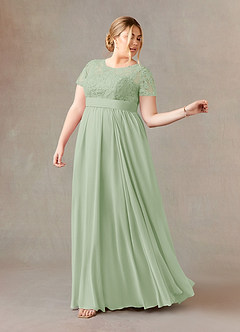Azazie Annette Mother of the Bride Dresses Dusty Sage A-Line Lace Chiffon Dress image9