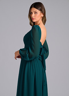 Azazie Teri Bridesmaid Dresses Pine A-Line Long Sleeve Chiffon Dress image6
