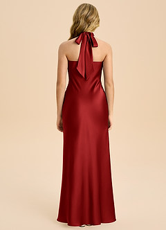 Azazie Chickie Junior Robe Fourreau en Satin extensible Plissée Grenade image2