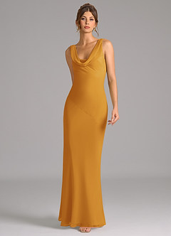 Azazie Rylina Bridesmaid Dresses Butterscotch Mermaid Pleated Chiffon Dress image3