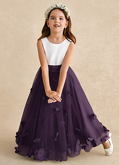 Azazie Vi Flower Girl Dresses Plum A-Line Sleeveless Tulle Dress image6