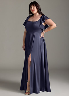 Azazie Bondi Brautjungfernkleider A-Linie Schleifen Stretch-Satin Kleid Sturm image9
