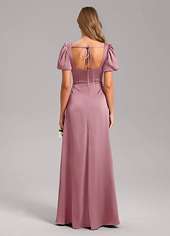 Azazie Fyona Bridesmaid Dresses Vintage Mauve A-Line Pleated Stretch Satin Dress image2