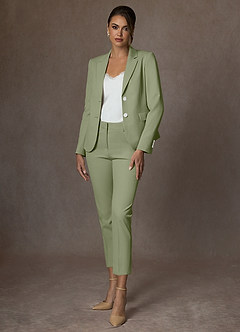 front Whitney Pistache Calça social cropped estruturada e elástica