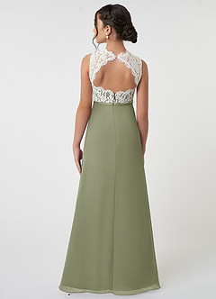 Azazie Rana Junior Pistachio A-Line Lace Chiffon Dress image2
