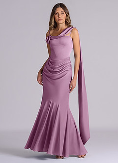 Azazie Inara Brautjungfernkleider Meerjungfrau-Linie Plissee Stretch-Satin Kleid Blauregen image2