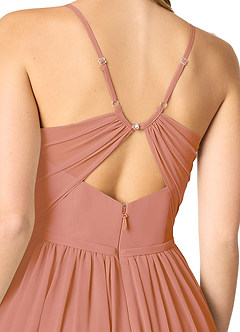 Azazie Cora Vestidos de damas de honor Vestido de Mai Tai de Gasa de Corte en A con Plisado image3