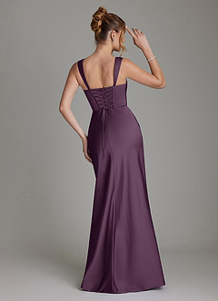 Azazie Agustina Robes de demoiselle d'honneur Robe Sirène en Satin extensible Corset Prune image2