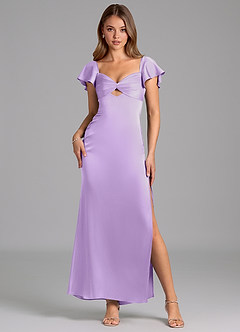 Azazie Demia 신부 들러리 드레스 쉬스 스윗하트 네크라인 스트레치 새틴 발목 길이 드레스 image1