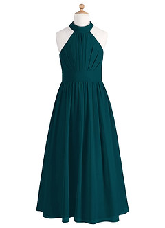 Azazie Iman Junior Pine A-Line Pleated Chiffon Dress image6