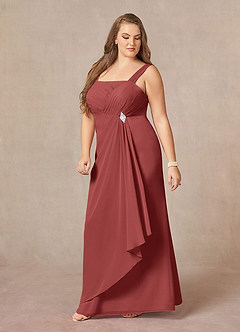 Azazie Weisz Final Sale Agave A-Line Square Neckline Pleated Chiffon Dress image11