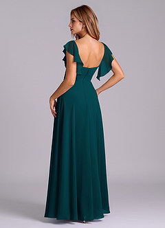 Azazie Leilani Bridesmaid Dresses Pine A-Line Pleated Chiffon Dress image5