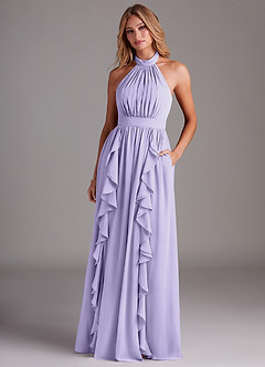 Azazie Avary Bridesmaid Dresses Lilac A-Line Pleated Chiffon Dress image4