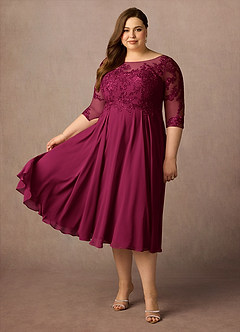 Azazie Marge Mother of the Bride Dresses Burgundy A-Line Scoop Lace Chiffon Dress image8