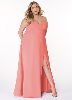 Azazie Everleigh Final Sale Coral A-Line Sweetheart Pleated Chiffon Dress image8