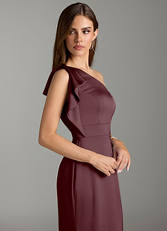 Azazie Rinna Bridesmaid Dresses Sangria Mermaid Ruched Stretch Satin Dress image5