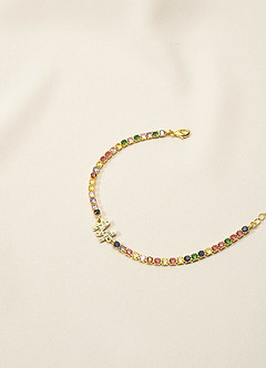 front Kleurrijke tennisarmband met strass-steentjes