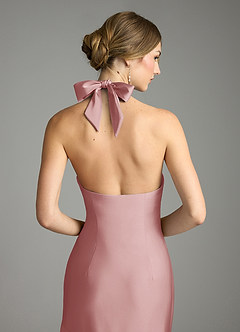 Azazie Nayeli Jurken voor bruidsmeisjes Jurk van Stretch Satijn met A-Lijn Geplooid Stoffige Roos image7